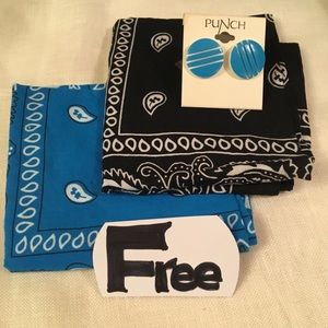 2 Bandanas and a set of matching Earrings